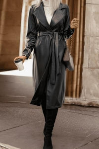 Black Leatherette Trench Coat