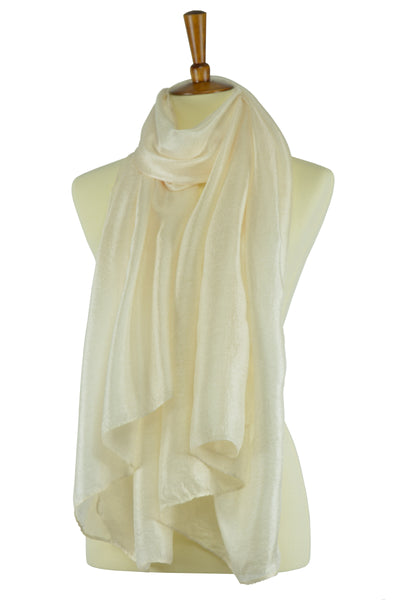 Cream color silk-linen blend hijab scarf