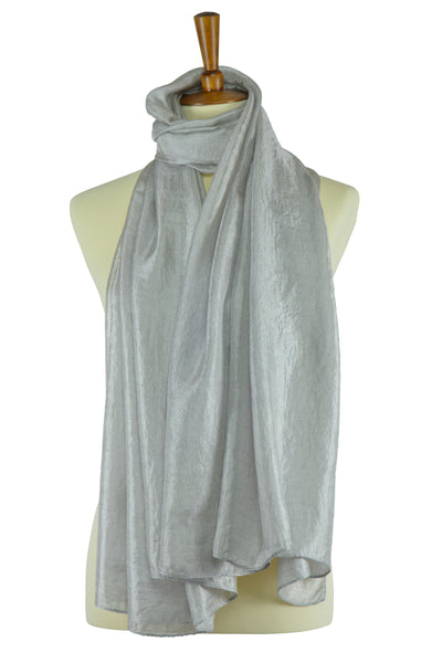 Shimmering silver silk-linen hijab scarf