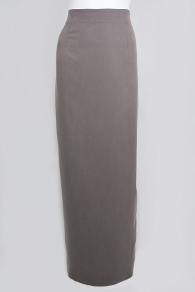 Mocha High Waist Slim Skirt with Double Kick Pleat