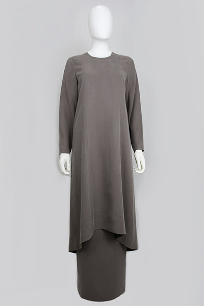 Mocha High Waist Slim Skirt with Double Kick Pleat