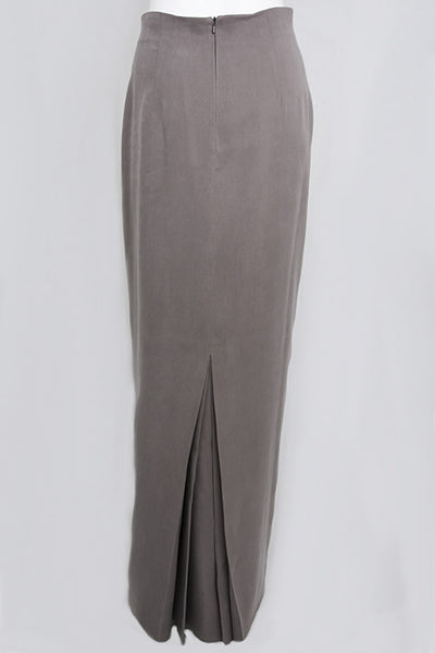 Mocha High Waist Slim Skirt with Double Kick Pleat