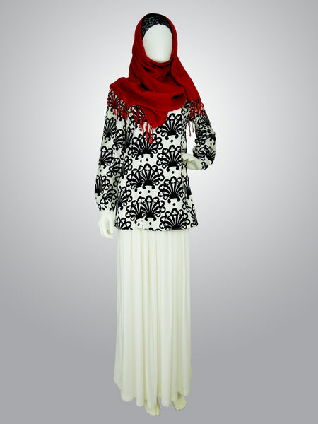 Off White Maxi Skirt with Box Pleats