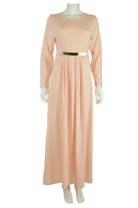 pale peach maxi dress, full length dress, maxi dress, cotton maxi dress, jersey maxi dress, long sleeve maxi dress