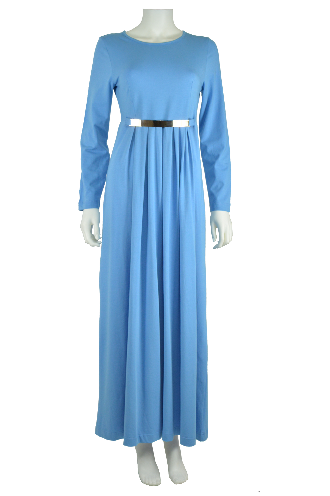 sky blue maxi dress, full length dress, maxi dress, cotton maxi dress, jersey maxi dress, long sleeve maxi dress