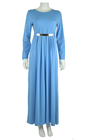 sky blue maxi dress, full length dress, maxi dress, cotton maxi dress, jersey maxi dress, long sleeve maxi dress