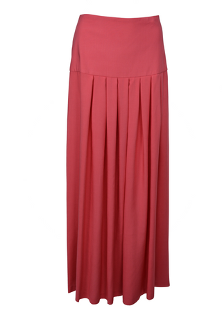 Coral color Maxi Skirt with Box Pleats