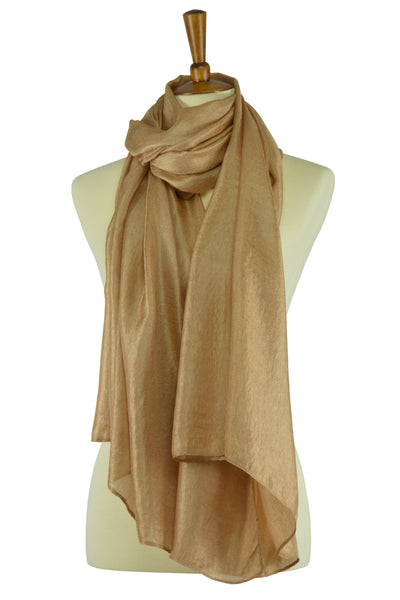 Gold color silk-linen hijab scarf