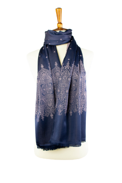 navy and pink reversible oblong scarf, hijab, with classic design