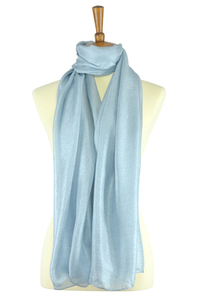 Silver blue silk-linen hijab scarf