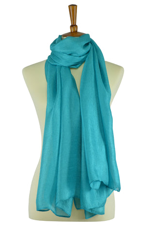 Turquoise teal silk-linen hijab scarf