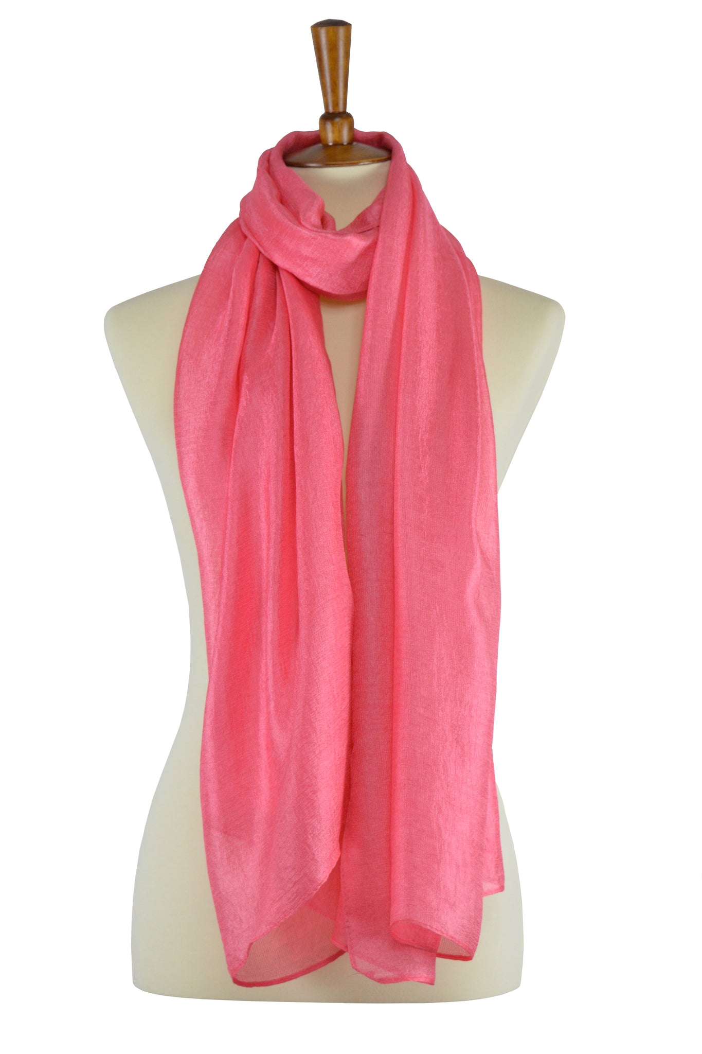 watermelon color silk-linen hijab scarf