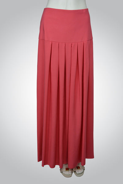 Coral Color Maxi Skirt with Box Pleats