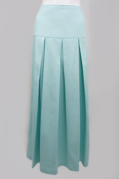 Aqua Maxi Skirt Pleats