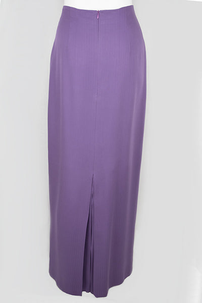 Violet High Waist Slim Skirt with Double Kick Pleat