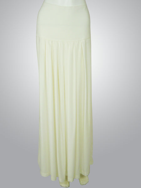 Off White Maxi Skirt with Box Pleats